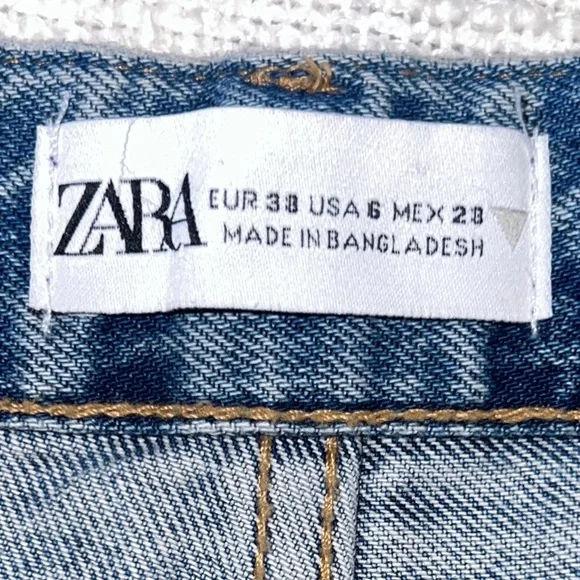 ZARA✨Cargo Jeans U.S. Women’s 6 Baggy Low Waisted Pockets Med Blue - Picture 12 of 16